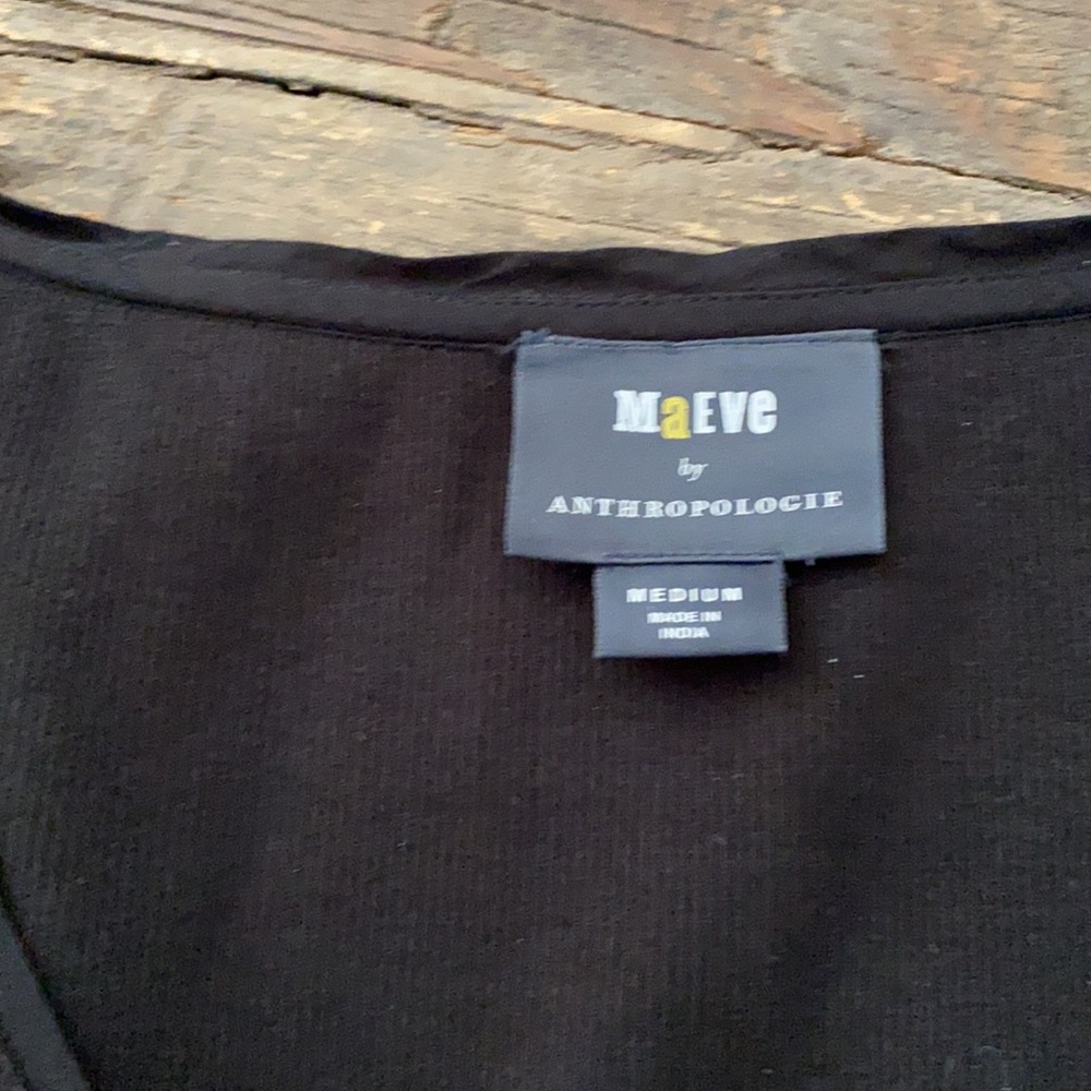 ANTHROPOLOGIE MAEVE FLUTTER SLEEVE TOP BLACK MEXIUM - Picture 5 of 12